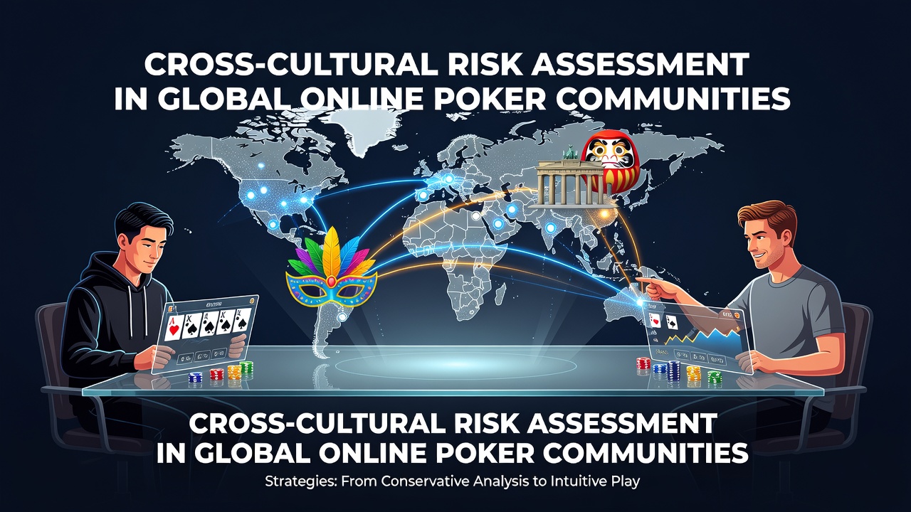 Global online poker players from diverse cultural backgrounds engaging in risk assessment during virtual tournaments