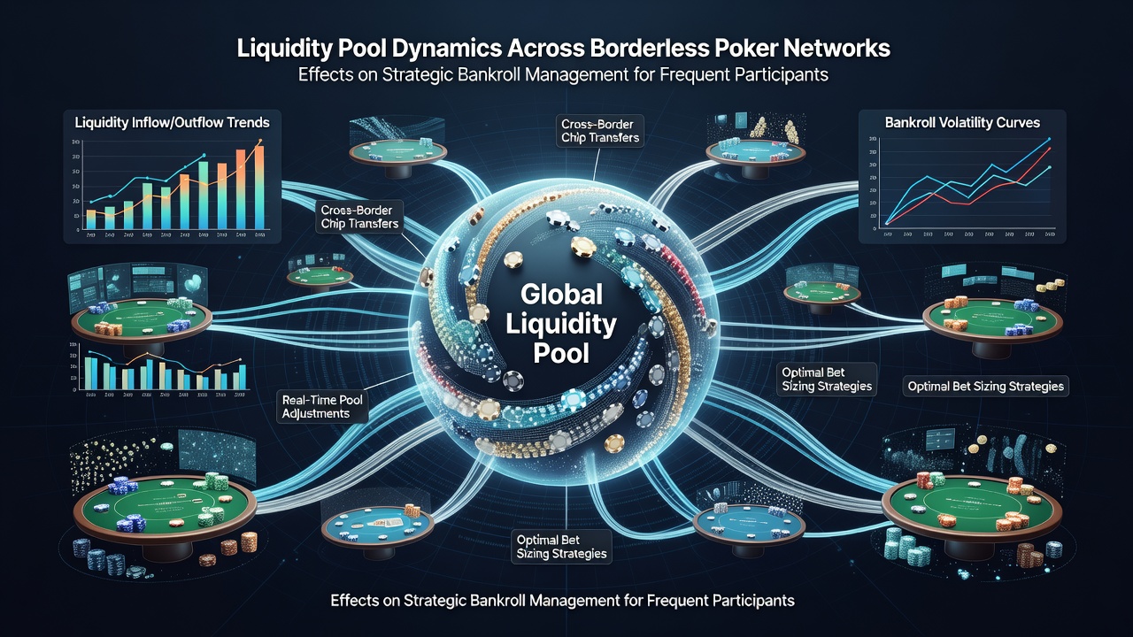 Visual representation of liquidity pool connections across international poker platforms