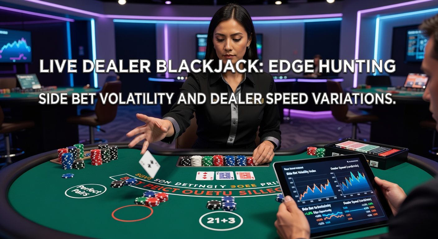 A live dealer at a blackjack table, cards flying fast while side bet options glow on the screen, capturing the high-energy vibe of online play