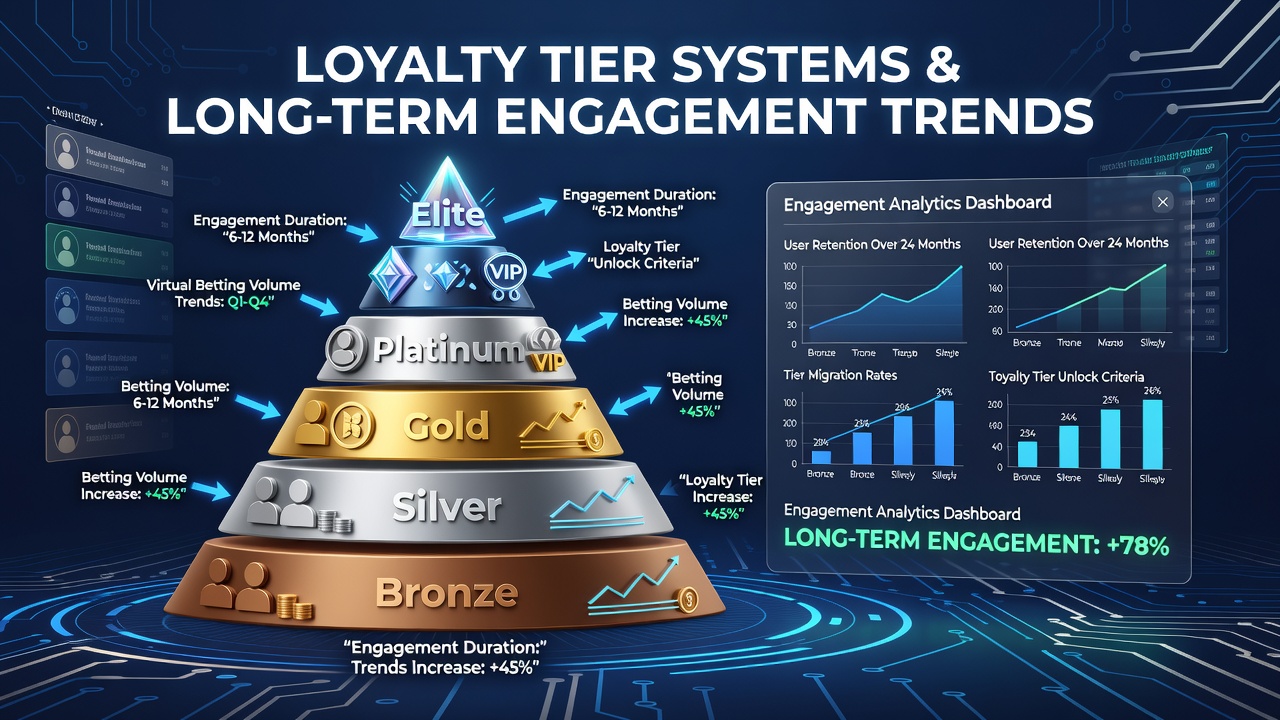Infographic comparing retention rates across loyalty tiers in virtual betting ecosystems