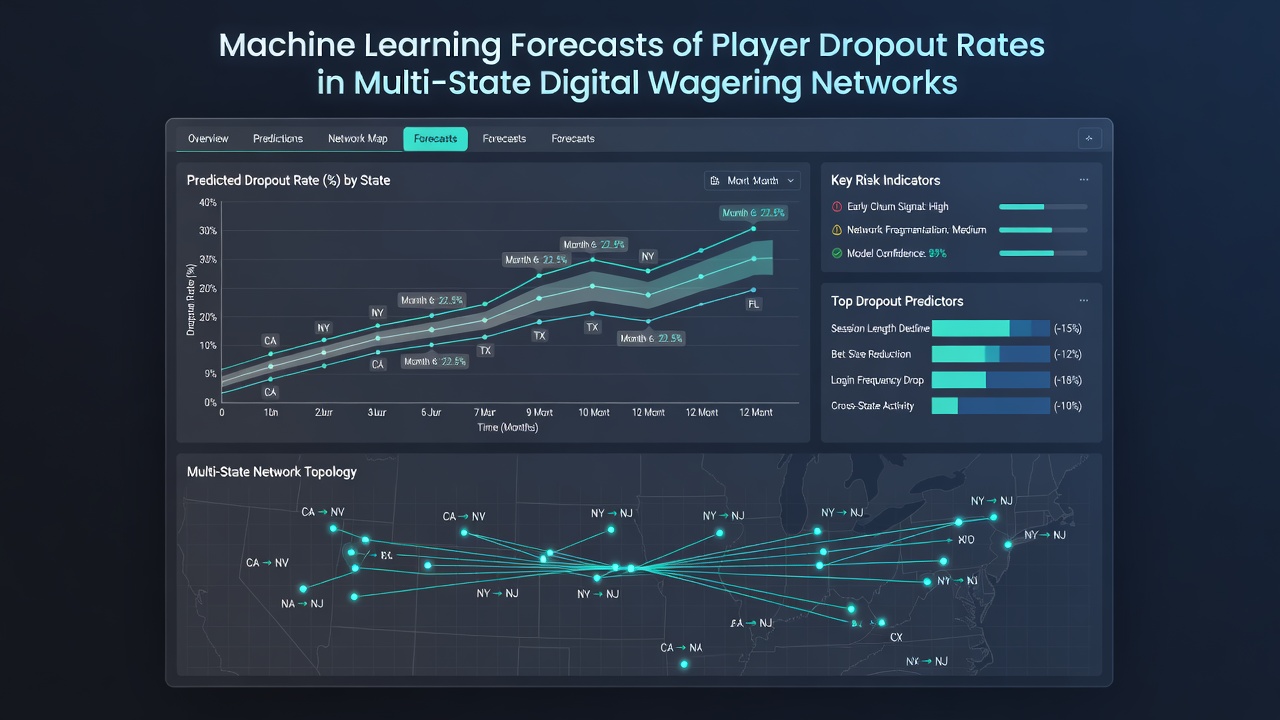 Data visualization of churn prediction accuracy rates in digital wagering networks