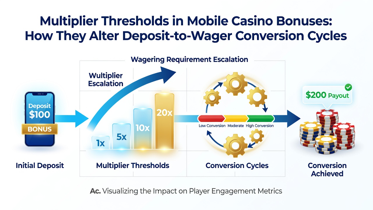 Global map overlay showing mobile wagering conversion rates by region with bonus multiplier data points