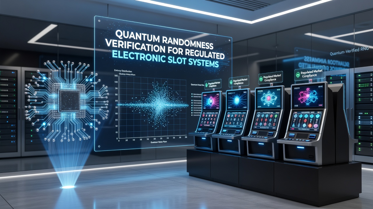 Quantum computing hardware setup used for randomness verification in gaming laboratories