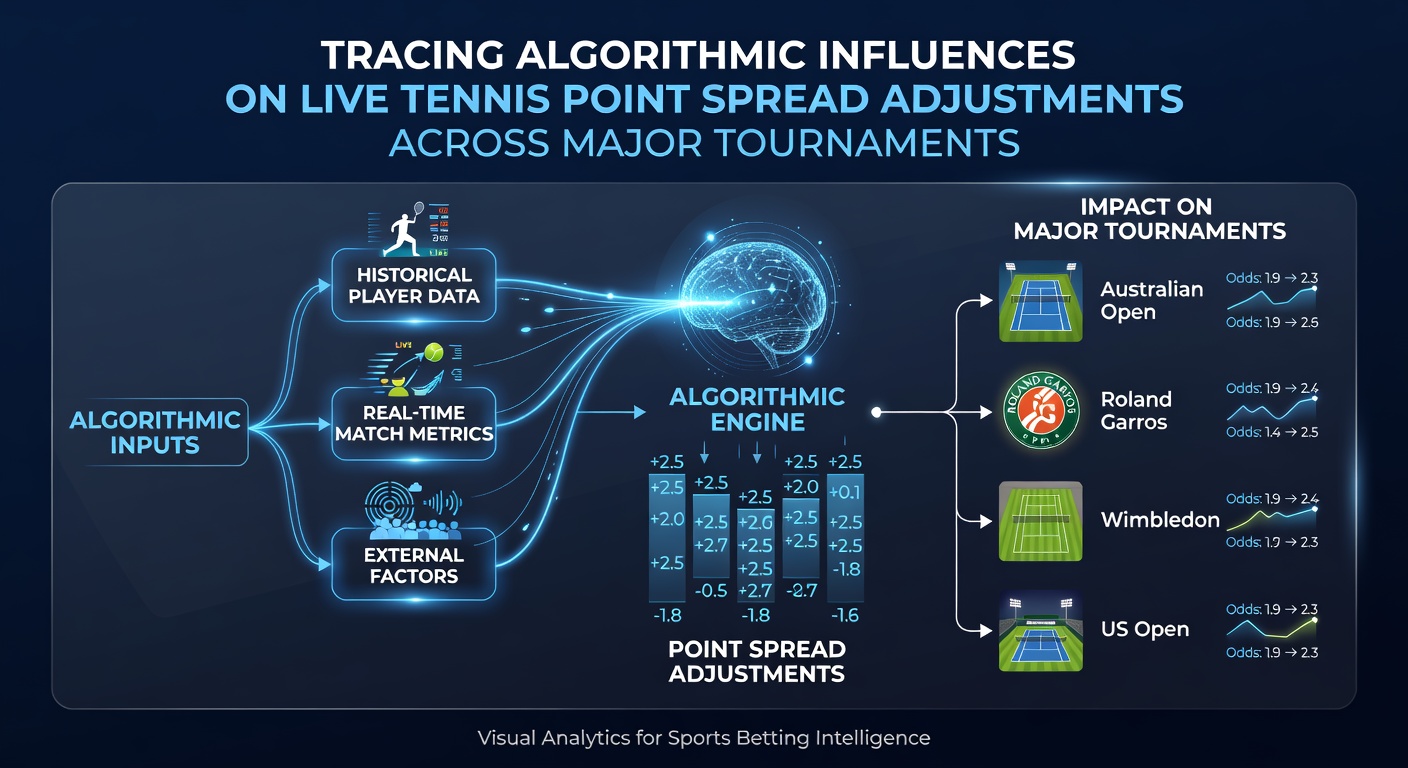 Visualization of real-time algorithmic models tracking player performance metrics during a live tennis match on a professional court